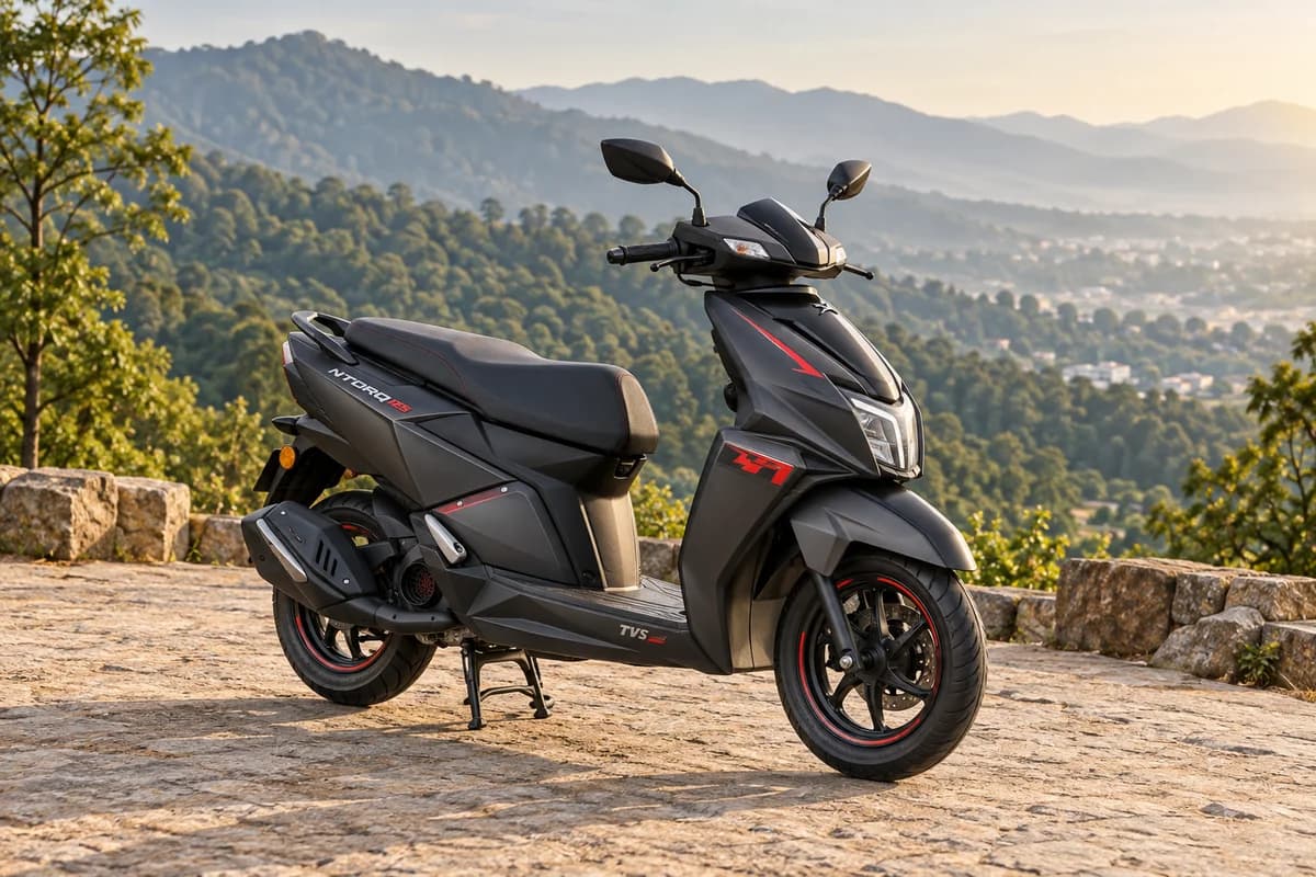 Illustration of TVS Ntorq 125; actual rental vehicle may differ